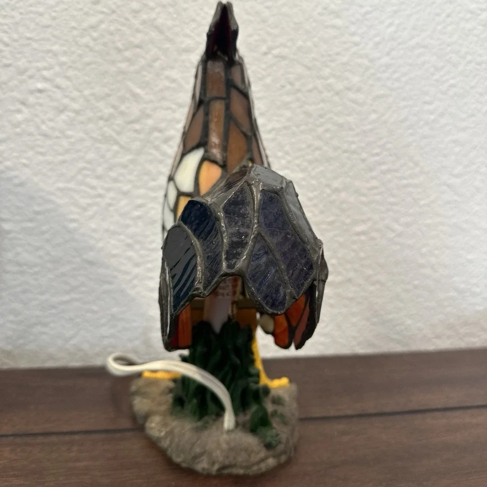 Vintage Tiffany Style Rooster Accent Table Decor Lamp 11x7 EUC